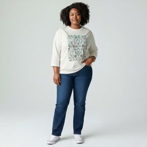 New Christopher BANKS Hummingbird Floral Paisley Print 3/4 Sleeved Shirt Top xl